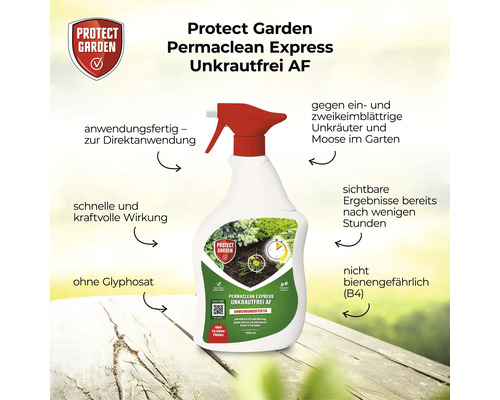 Protect Garden Permaclean Express Unkrautfrei AF Sprühflasche zur direkten Bekämpfung von Unkraut und Moos im Garten ohne Glyphosat.