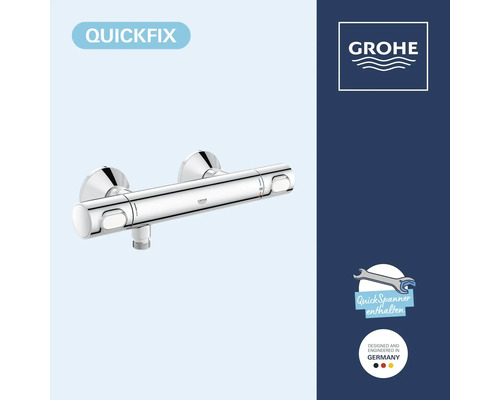 Grohe QuickFix Thermostat Duscharmatur fuer Wandmontage mit QuickSpanner Werkzeug