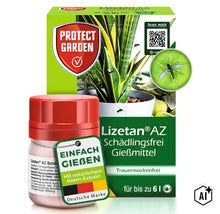 Protect Garden Lizetan AZ Pflanzenschutzmittel gegen Trauermücken als Gießmittel mit natürlichem Neem Extrakt in der 30 Milliliter Flasche (Image AI modified or generated)