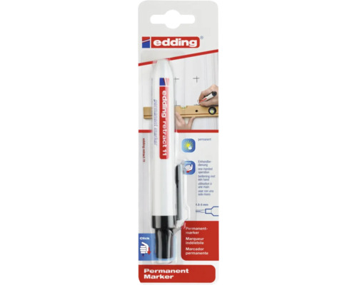 Edding Retract 11 Permanentmarker mit Einhandbedienung in Blisterverpackung.