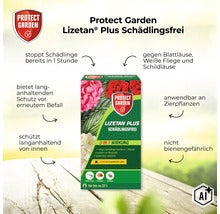 Protect Garden Lizetan Plus Schädlingsfrei zur Bekämpfung von Blattläusen und Schildläusen an Zierpflanzen mit systemischer Langzeitwirkung. (Image AI modified or generated)