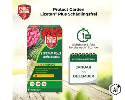 Protect Garden Lizetan Plus Schädlingsfrei Pflanzenschutzmittel zur Bekämpfung von Schädlingen mit Sofortwirkung (Image AI modified or generated)
