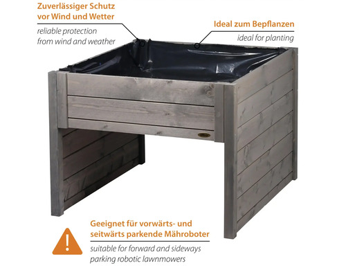 Holz Garage für Mähroboter mit Pflanzdach als Unterstand und Wetterschutz