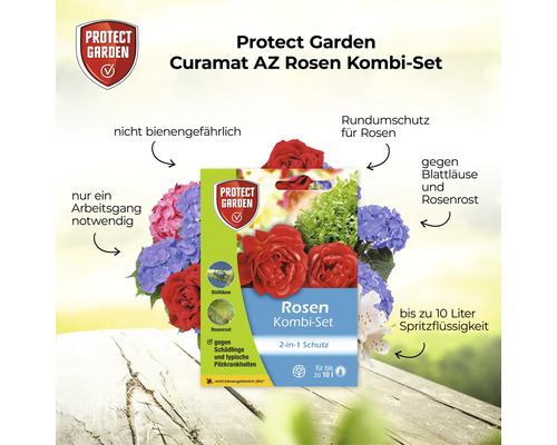 Protect Garden Curamat AZ Rosen Kombi-Set Pflanzenschutzmittel gegen Blattläuse und Rosenrost, ausreichend für 10 Liter Spritzflüssigkeit.