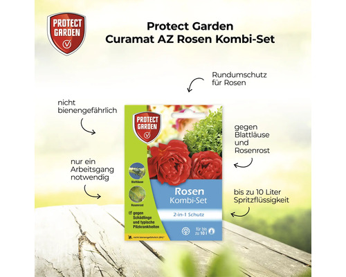 Protect Garden Curamat AZ Rosen Kombi-Set für Pflanzenschutz gegen Blattläuse und Rosenrost bei Rosen, ausreichend für 10 Liter Spritzflüssigkeit.