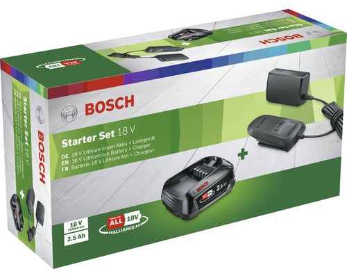 Bosch 18V Alliance Starter Set Chargeur compact AL 18V-20 et batterie PBA  18V 2,5 Ah W-B, Black - Worldshop