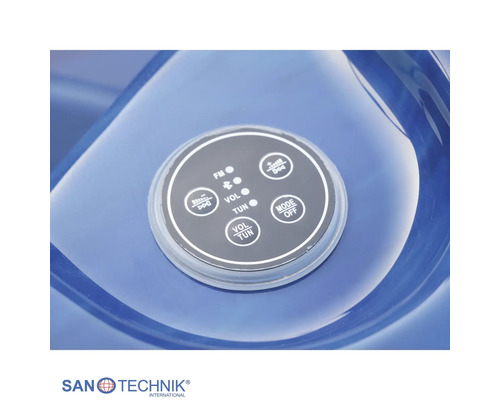 Bedienfeld für Sanotechnik Whirlpool mit Tasten für Bluetooth Radio und Lautstärkeregelung inklusive Sanotechnik Logo