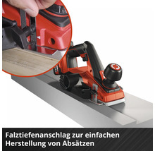 Elektrohobel mit Falztiefenanschlag zur präzisen Einstellung der Falztiefe bei der Holzbearbeitung