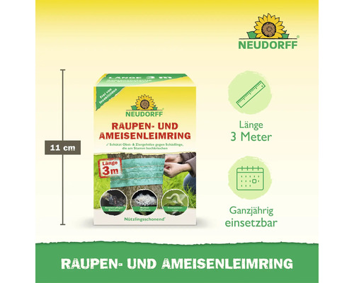 Neudorff Raupen- und Ameisenleimring zum Schutz von Obst- und Ziergehölzen mit 3 Meter Länge für den ganzjährigen Einsatz.