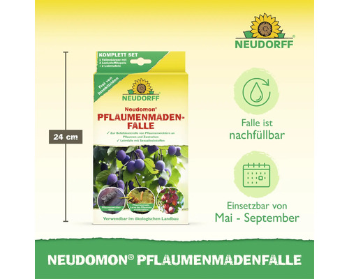 Neudorff Neudomon Pflaumenmadenfalle zur Befallskontrolle von Pflaumenwicklern an Pflaumen und Zwetschen mit Lockstoffdepots und Leimtafeln