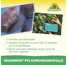 Neudomon Pflaumenmadenfalle zur Reduzierung von Madenbefall an Pflaumen, inklusive Falle, zwei Leimböden und zwei Lockstoffdepots, Neudorff Logo