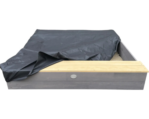 Sandkasten aus Holz mit Sitzbank und Abdeckplane