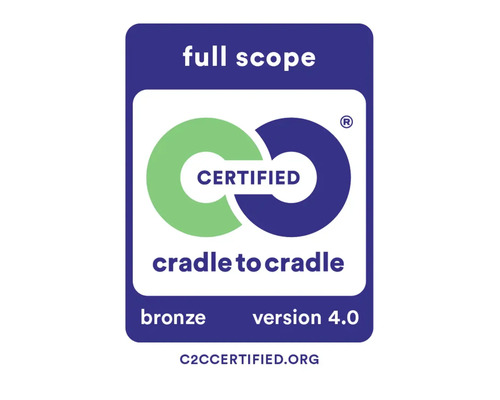 Cradle to Cradle zertifiziertes Bronze Siegel in der Version 4.0 für eine nachhaltige Kreislaufwirtschaft.