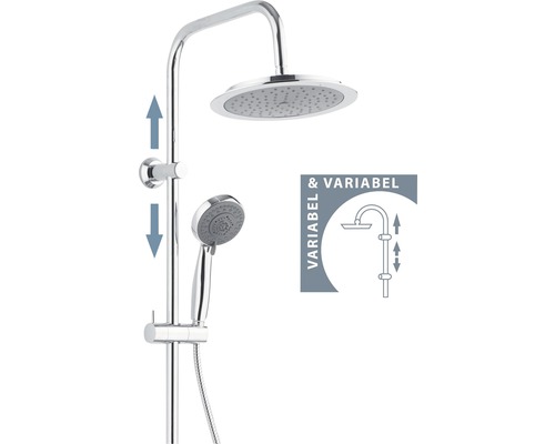 Duschsystem mit Kopf- und Handbrause, höhenverstellbar