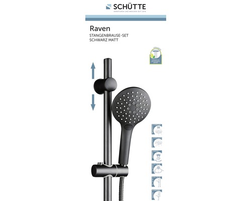 Schütte Raven Duschstangenset, mattschwarz