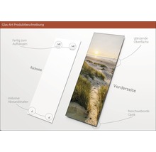 Glasbild mit Strandmotiv, inklusive Abstandshalter zur Montage