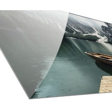 Wandbild mit Bergsee und Ruderboot