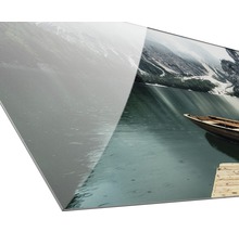 Acrylglasbild mit Bergsee und Ruderboot