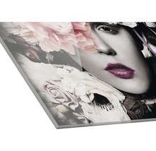 Dekoratives Wandbild mit Frauenporträt und Blumenmotiven