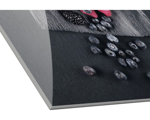 Direktdruck auf Hartschaumplatte mit Beerenmotiv