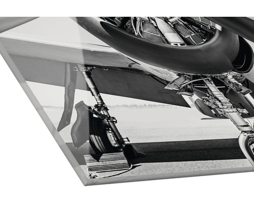 Acrylglasbild Nahaufnahme eines Flugzeugfahrwerks
