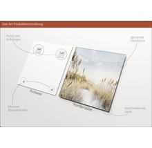 Glasbild mit Strandmotiv, inklusive Wandhalterung und glänzender Oberfläche