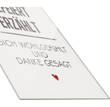 Dekoratives Schild mit der Aufschrift Gefeiert, erzählt, sich wohlgefühlt und danke gesagt