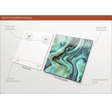 Glasbild mit Marmormuster, inklusive Wandhalterung