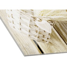 Dekorplatte mit Korb- und Holzmotiv