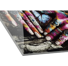 Acrylglasbild mit Händen, Ringen und Schmetterling
