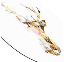 Dekorationselement mit Hirschkopf und geometrischen Mustern