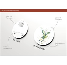 Glasbild mit Aufhängung und Abstandshalter inklusive, Vorderseite mit glänzender Oberfläche