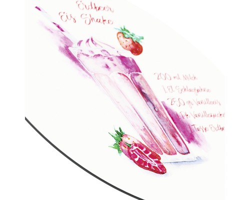 Illustration eines Erdbeer-Eis-Shakes mit Zutatenliste