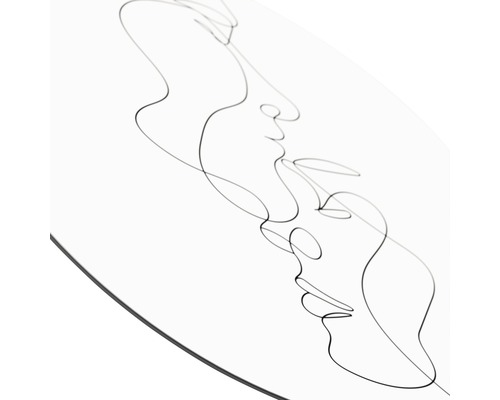 Dekorationselement mit zwei abstrakten Gesichtern als Strichzeichnung