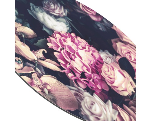 Detailansicht einer Tischplatte mit Blumendesign