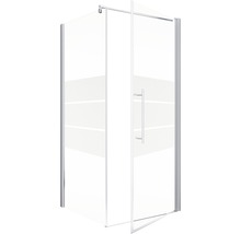 Drehtür mit Seitenwand Schulte ExpressPlus Alexa Style 2.0 900x900x1920 mm Dekorglas Depoli Light aluminium mit schmutzabweisender Glasbeschichtung