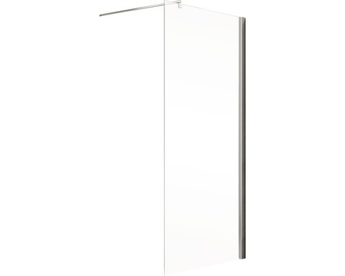 Duschwand aus Glas mit Metallelementen