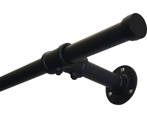 Schwarze Rohrmöbel-Wandhalterung mit Flansch