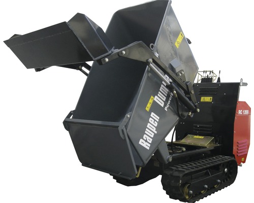 Raupen Dumper mit Mulde zum Entladen