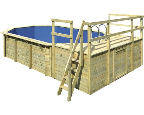 Holzpool mit Leiter und Plattform
