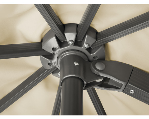 Detailaufnahme der Mechanik eines Sonnenschirms