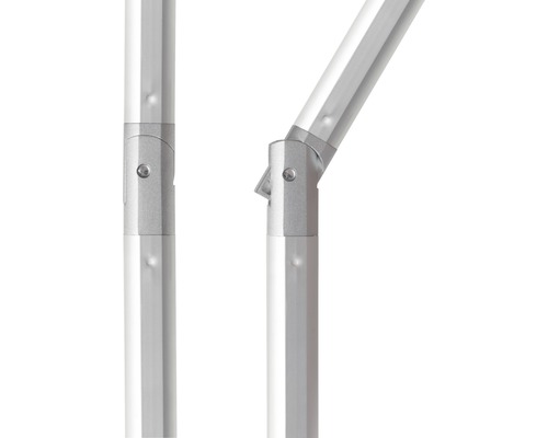 Detailaufnahme eines Sonnenschirmmastes mit Knickvorrichtung.
