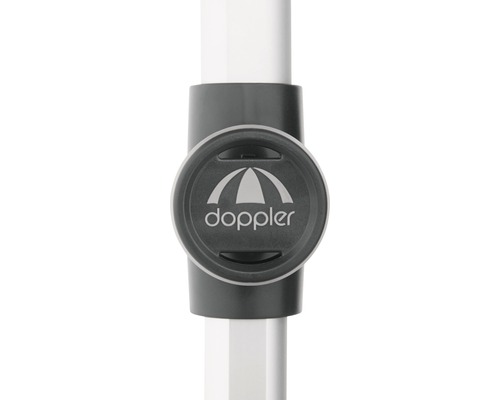 Doppler Logo auf einem Sonnenschirm