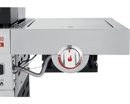 Seitenbrenner eines Gasgrills aus Edelstahl
