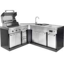 Outdoor-Küche mit Grill, Spüle und Arbeitsfläche
