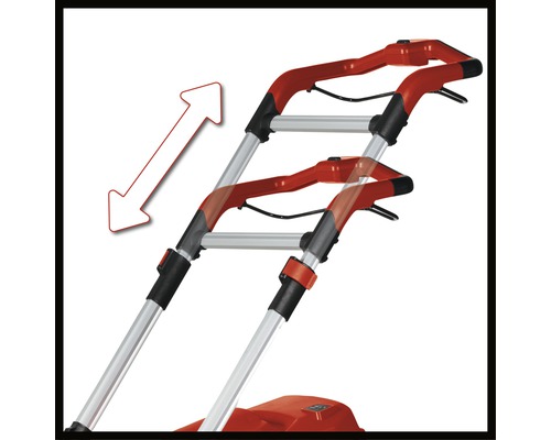 Verstellbarer Griff einer Gartenfräse mit Pfeil