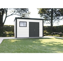 Modernes Gartenhaus mit Fenster und Doppeltür im Garten