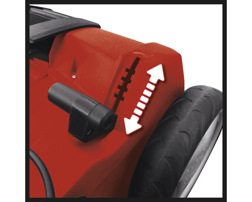 Detailansicht eines Rasenmähers mit Höhenverstellung