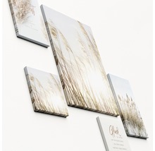 Mehrteiliges Leinwandbild mit Gras- und Glücksmotiven für die Wandgestaltung
