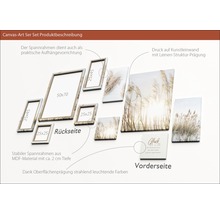 Canvasbild Set mit Rahmen aus MDF Material und Pflanzen Motiven